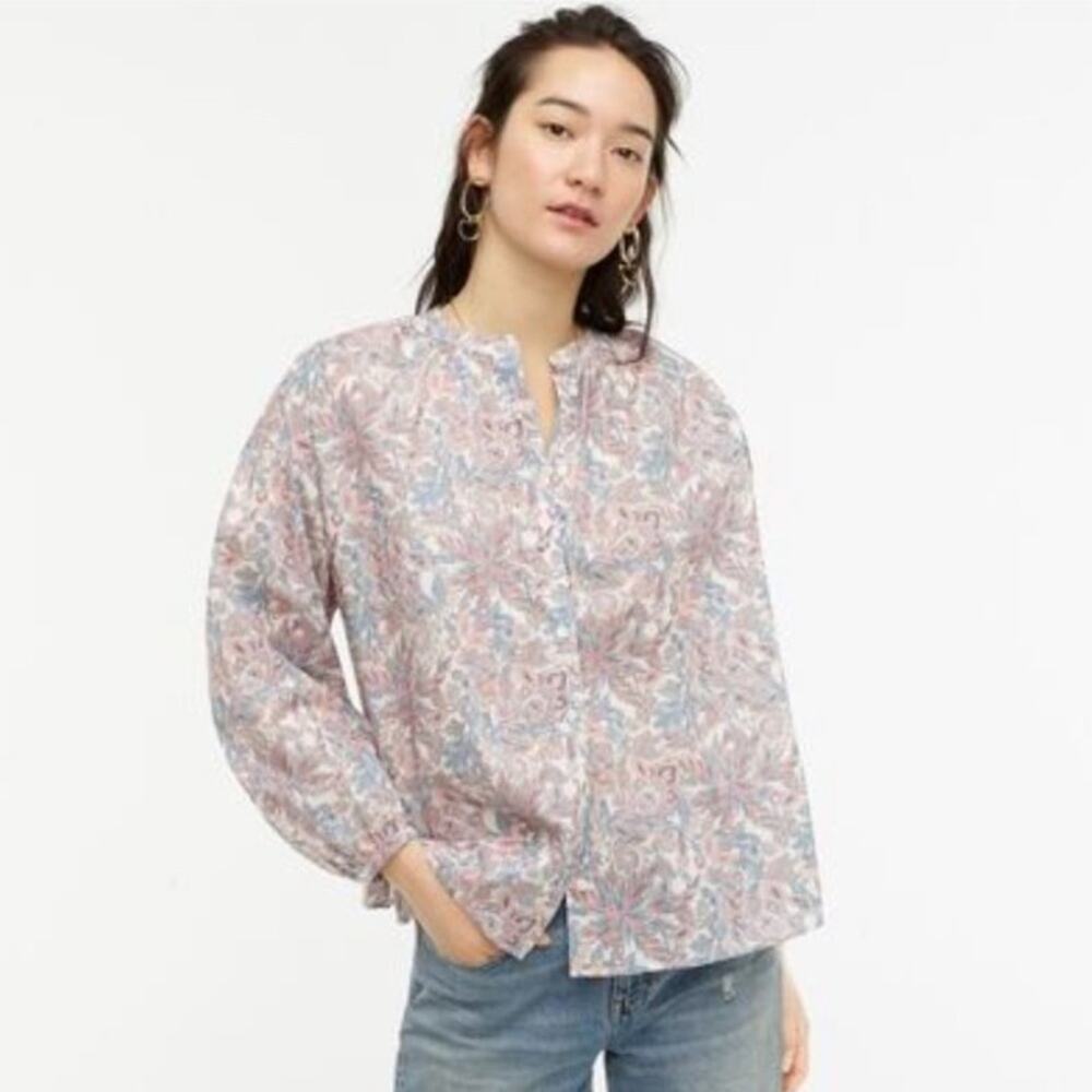 J CREW x LIBERTY Cotton Voile Button Front Top in Faraway Plum Floral